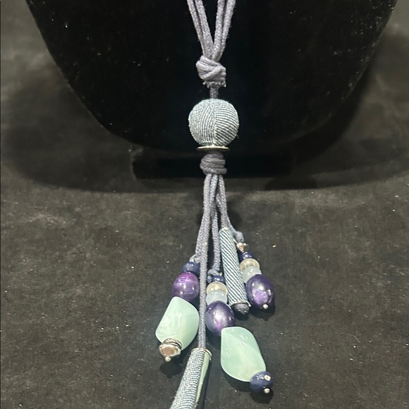 Christopher & Banks Blue and Silver Beaded Necklace - Picture 4 of 15
